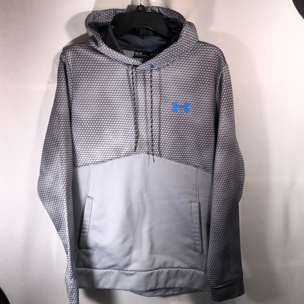 NWOT Under Armour Two-Tone Gray Hoodie with Blue Logo Med